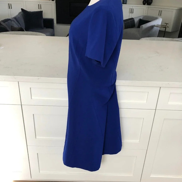 Theory Admiral Crepe Modern Seamed Fit & Flare Midi Dress Cobalt Blue Sz 10 - Picture 8 of 13